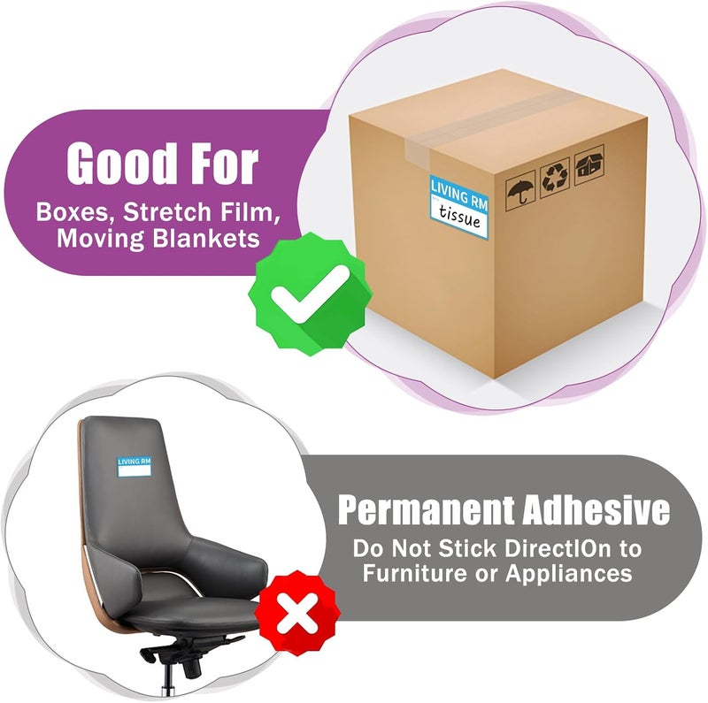 TRYXN 170 Home Moving Labels, 3.4 x 2 inches, 8-Color Coded Packing Box Stickers with Fragile and Blank Customizable Labels - Image 5